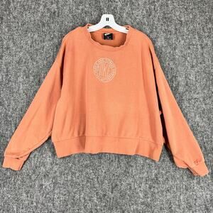 Nike Sweatshirt Womens 2X Plus‎ Orange Sweater Crop Activewear Athleisure